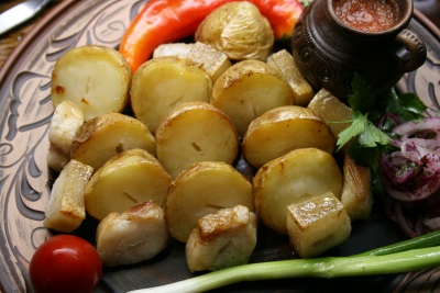 Картофель запеченный с салом/курдюком